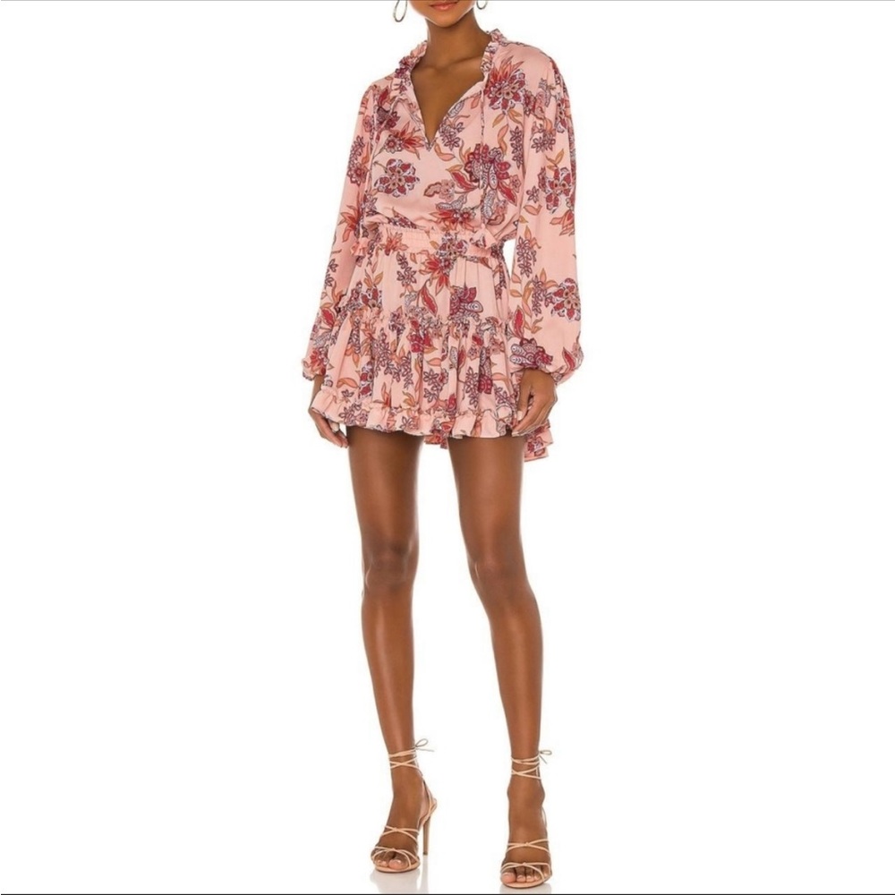 MISA Los Angeles Lorena Mini Dress Pink Marrakech Paisley Floral Size Large